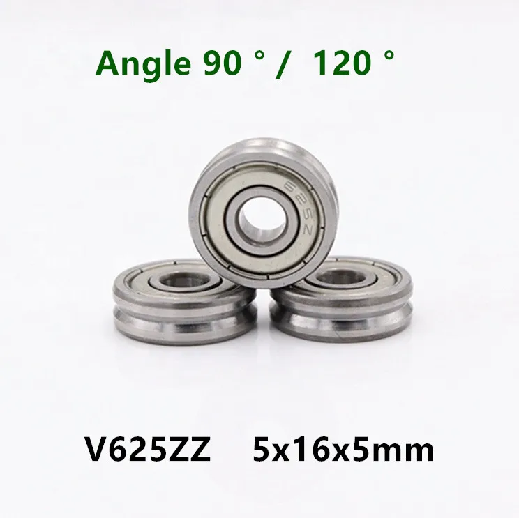 5mm*16mm*5mm Wide V625ZZ 625VV V Groove Guide Pulley Rail Ball Bearings Metal 