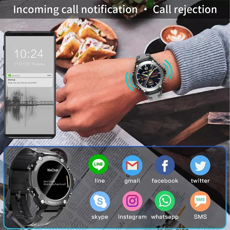 LIGE 2021 New Bluetooth Music Smart Watch IP68 Waterproof Heart Rate Monitoring Fitness Outdoor Sport Smartwatch For Android IOS
