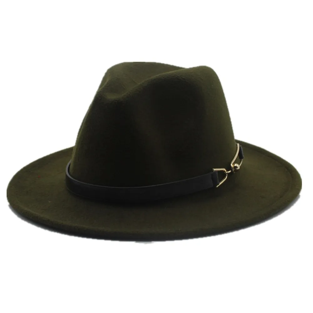 Новинка, мужская и женская оригинальная Шляпа Fedora, широкая шляпа, поп Панама джазовая, шляпа, Повседневная дикая шляпа, размер 56-58 см - Цвет: Army Green