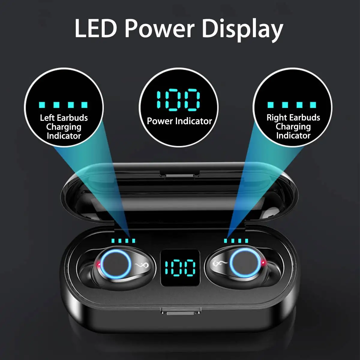 LED Display TWS Wireless Earphone bluetooth 5 0 Sport Waterproof 8D Stereo Earbuds With 1200mAh 2000mAh Power Bank Phone Holder