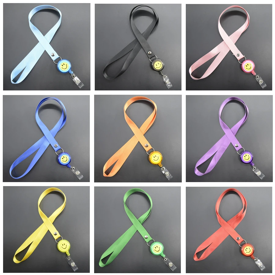 개폐식 끈 배지 릴, 나일론 코드 넥 끈, ID 카드 키 사무실 비즈니스 전시 용품, 배지 홀더neck lanyard