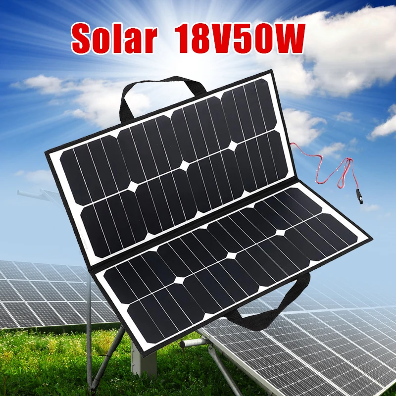 

BCMaster Portable 50W 18V Solar Panel Camping Waterproof Folding Solar Power Panel Charger For Boats/Out-door Camping