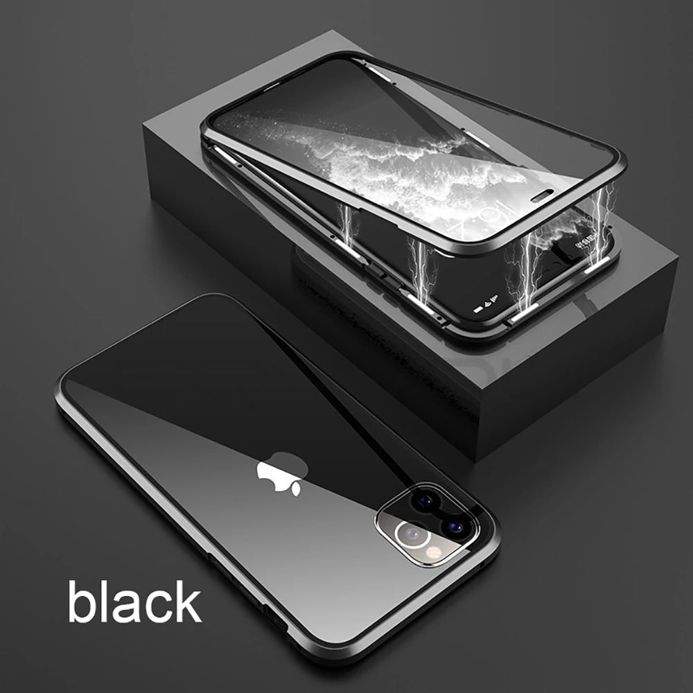 Eqvvol металлический магнитный чехол для iPhone 11 Pro MAX, двухсторонний стеклянный Магнитный чехол для iPhone XS MAX XR X 7 8 Plus, прозрачный чехол