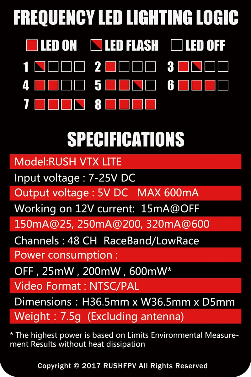 Раш VTX LITE 5,8G 48CH 25 mW/200 mW/600 mW переключаемый гоночный AV передатчик RaceBand/lowracing для Flytower RC FPV Мультикоптер