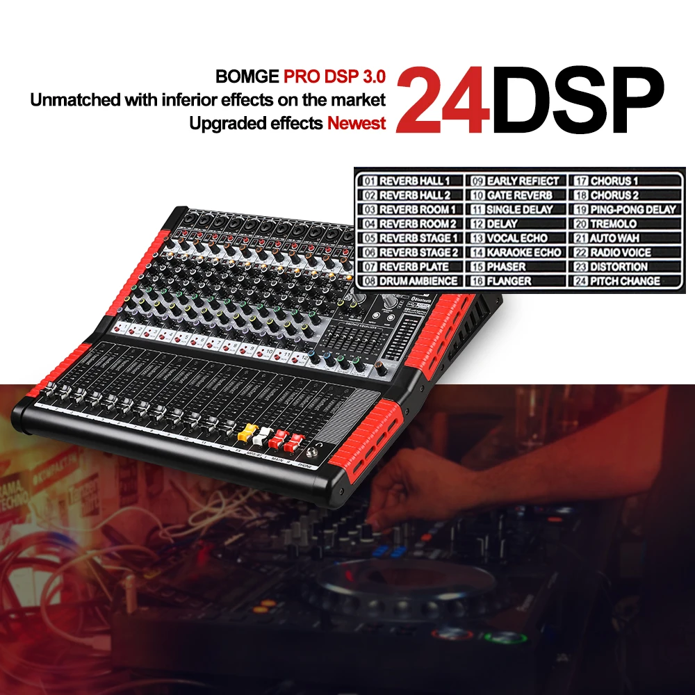 US $131.10 BOMGE 12 Channel USB Bluetooth MP3 Sound Mixer Audio Mixing Console With 48V Phantom Power For Stage Performance And Live Show