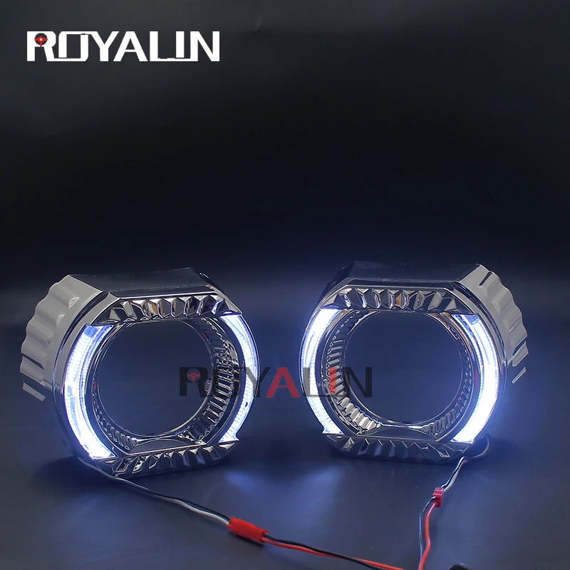 

ROYALIN DRL Car LED Projector Lens Shrouds 3.0 Inch White Halo Daytime Running Lights Auto Styling Masks For Hella Koito Q5 DIY