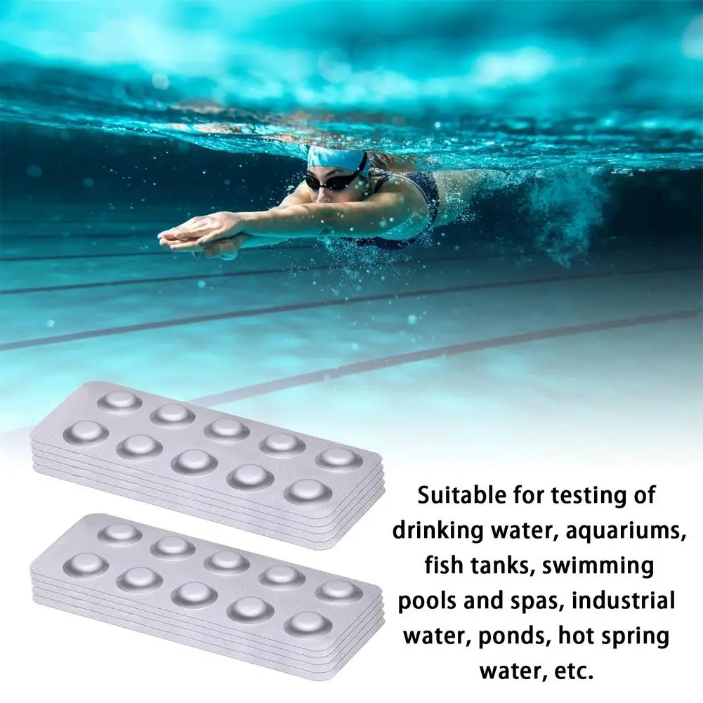 100PCS Pool Tester Kit For PH Value Water Quality Test Tablets PH Value Phenol Red Test Tablets Chlorine Swimming Pool Water
