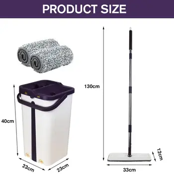 

NEW Flat Squeeze Magic Automatic Mop And Bucket Avoid Hand Washing Microfiber Cleaning Cloth Kitchen Wooden Floor Lazy Mop