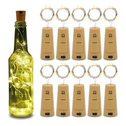 10 Pcs 2M 20 LED Wine Bottle Lights Battery Operated Fairy String Lights For Bottles Crafts Party Wedding Christmas Decoration