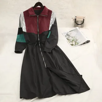 

Long Length Jackets Women's Casual Cool Patchwork Waterproof Sunscreen Long Cardigan Trench Loose Comfortable Coats #3