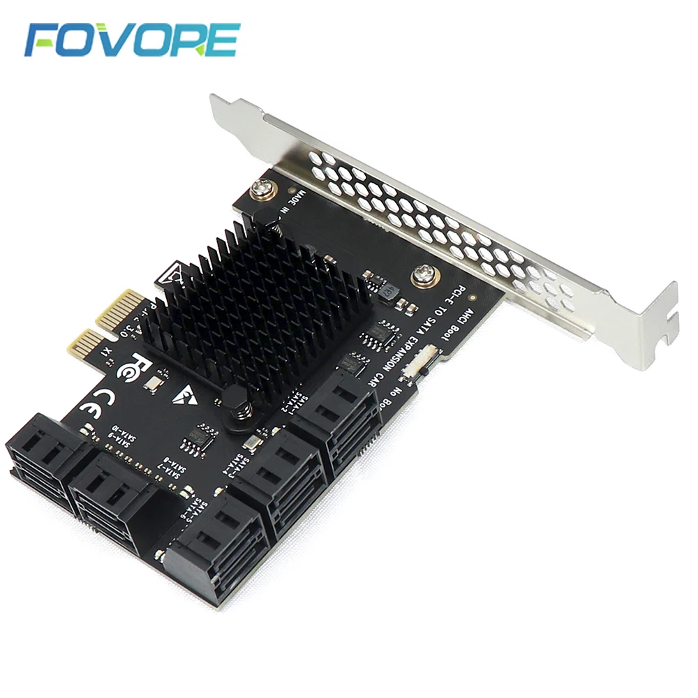 PCI express to 10 Port SATA Controller SATA 3 III 3.0 6Gbps to PCI-e x1 Card Adapter PCIe SATA3 Expansion Riser Card For Windows ssd adapter card pcie adapter card pcie expansion card pcie usb adapter card