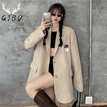 Blazer à manches longues pour femmes, manteau, veste, noir, sens de la haute classe, Design Chic, mode coréenne, décontracté, Baggy, printemps 2022 