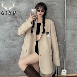 2022 primavera feminino blazer manga longa preto sentido de alta classe chique design coreano moda casual baggy feminino tops casaco