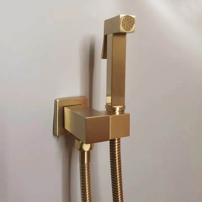 

Bidet Faucets Brushed Gold Wall Cold Water Toilet Corner Valve Handheld Hygienic Shower Head Wash Car Pet Sprayer Airbrush Taps