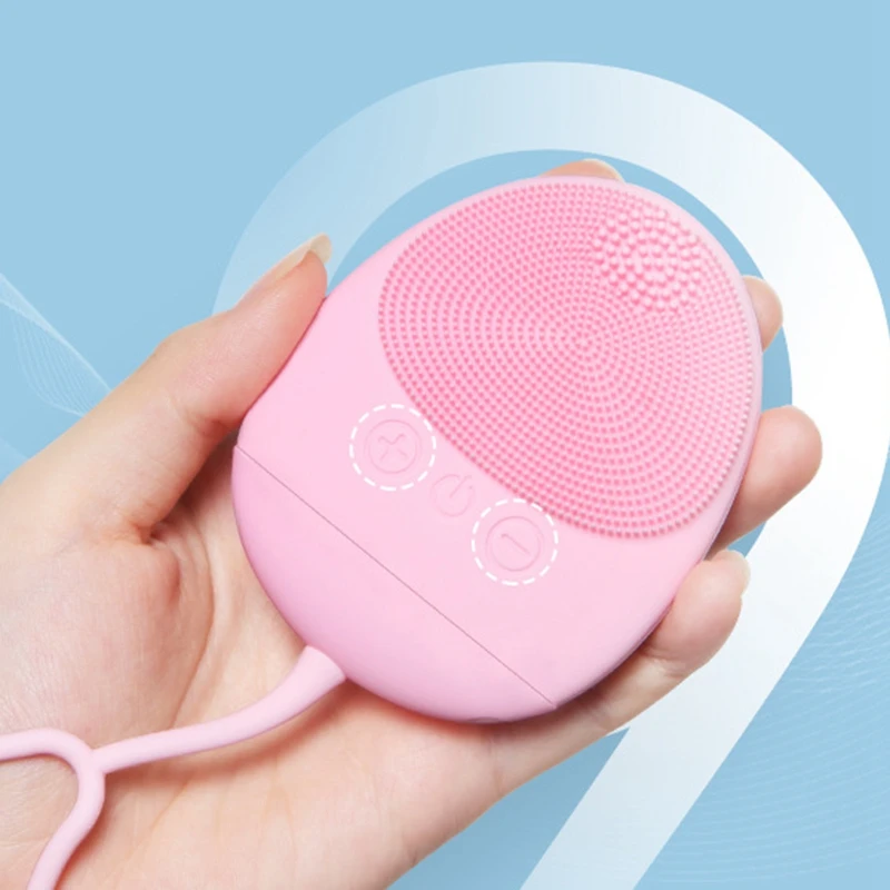 USB Electric Silicone Facial Cleansing Brush Sonic Vibration Deep Pore Cleaning Waterproof Massage Face Skin Scrubber Cleaner