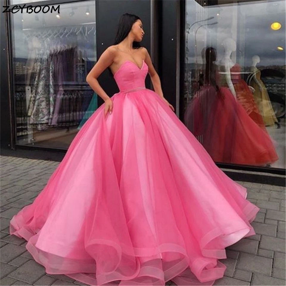 satin prom dress Pink Prom Dress A-Line Evening Gowns Women Formal Party 2021 Blue Sweetheart Neck Tulle Burgundy Graduation Long Robes De Soirée yellow prom dresses