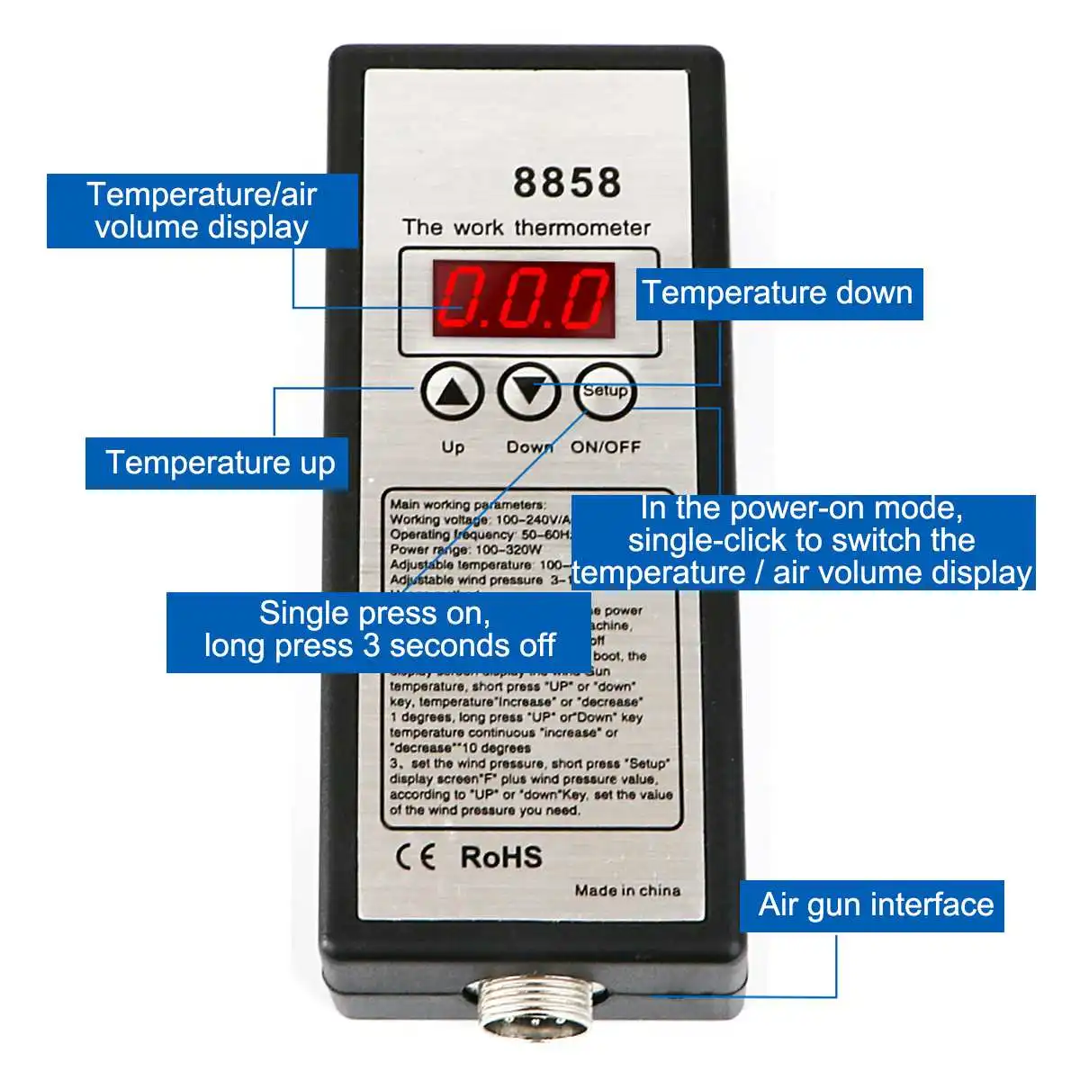 Becornce горячий воздух пистолет 650W 220V 50/60Hz светодиодный цифровой Дисплей Регулируемый Температура Портативный портативный мобильный телефон ремонт