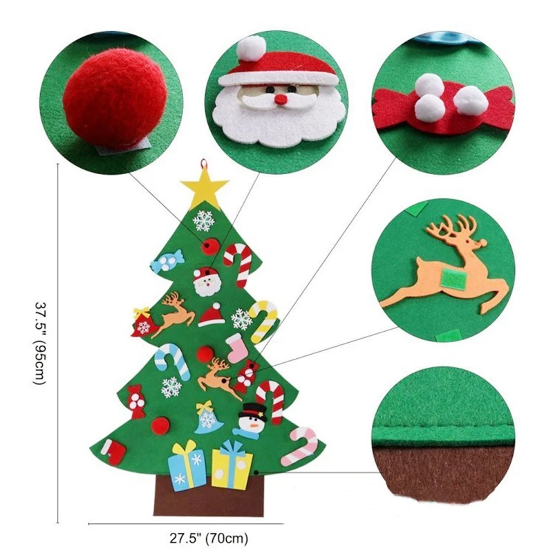 3D DIY войлочная Рождественская елка новогодние подарки Детские игрушки искусственное дерево настенные подвесные украшения Рождественское украшение для дома