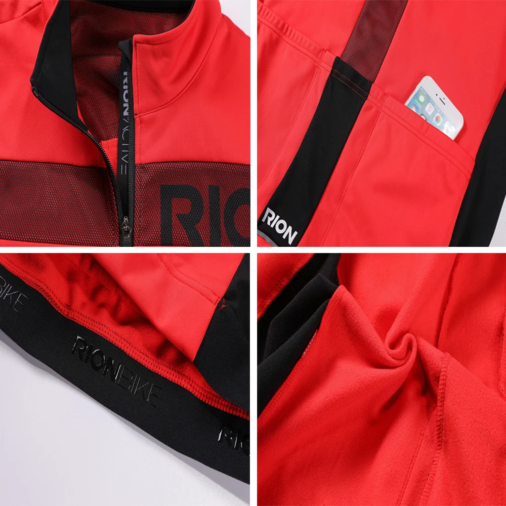 RION Windbreaker Thermal Cycling Jacket Man Winter Bicycle Clothing Windshield MTB Reflective Bike Jackets for Men Maillot