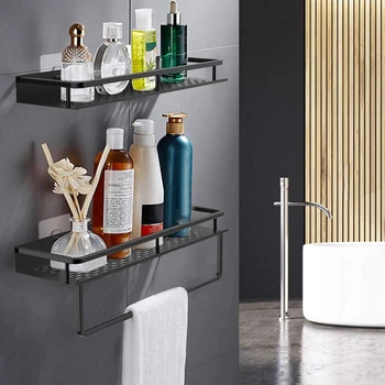 

2Pcs 20 Inch bathroom Storage Rack Organizer Wide Space Shower Shelf with Adhesive Wall Mounted Organizer with Towel Bar
