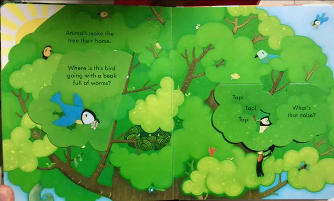Usborne книги открытые внутри дерева английские развивающие 3d книжки с откидным
