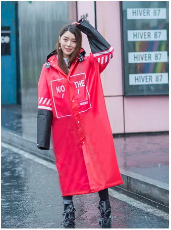 Tide брендовый плащ для мужчин и женщин с таким же пальто Модная уличная велосипедная походная длинная взрывобезопасная дождевик - Цвет: RED