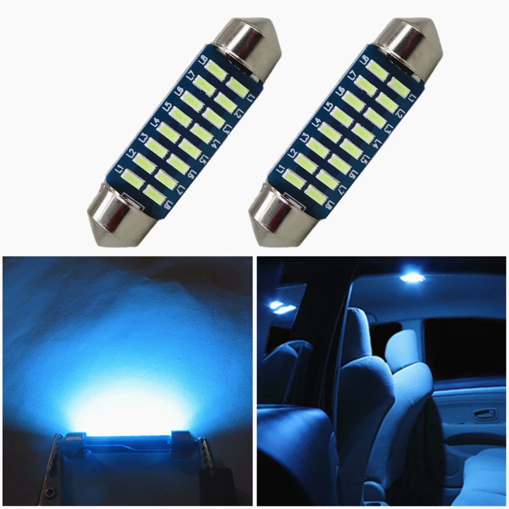 Автомобильные светодиодные лампы WLJH 4 шт. 42 мм 41 SV8 5 C10W 3014 SMD купольсветильник для