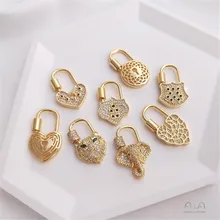 

Color preservation chain clasp Pendant Screw Shaped heart clasp 18K gold zircon Leopard head Elephant DIY necklace clasp