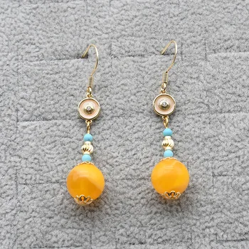 

Ladies New style earrings, round beeswax plus circular oil design, simple and generous