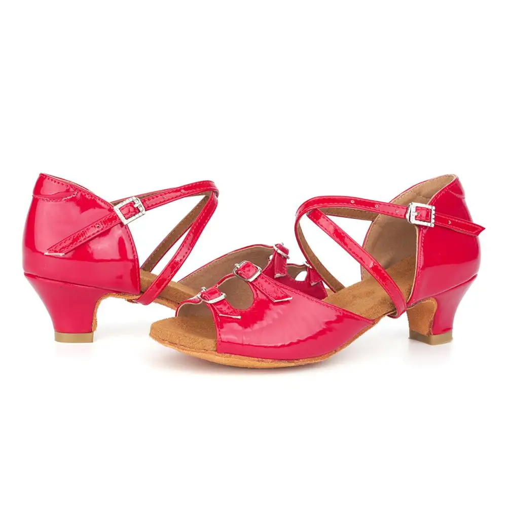 Children's Dance Shoes Girls Women Latin Dance-shoe Ladies Ballroom Modern Tango Dancing Performance Shoes Rhinestone Buckle