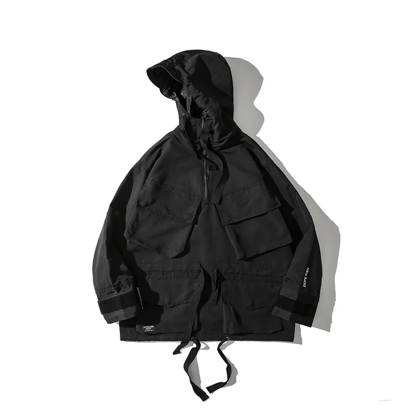 

2019 New Style Japanese-style National Trends Autumn Jacket Men's Multi-pockets Loose-Fit Long Sleeve Hooded Coat Men'S Wear