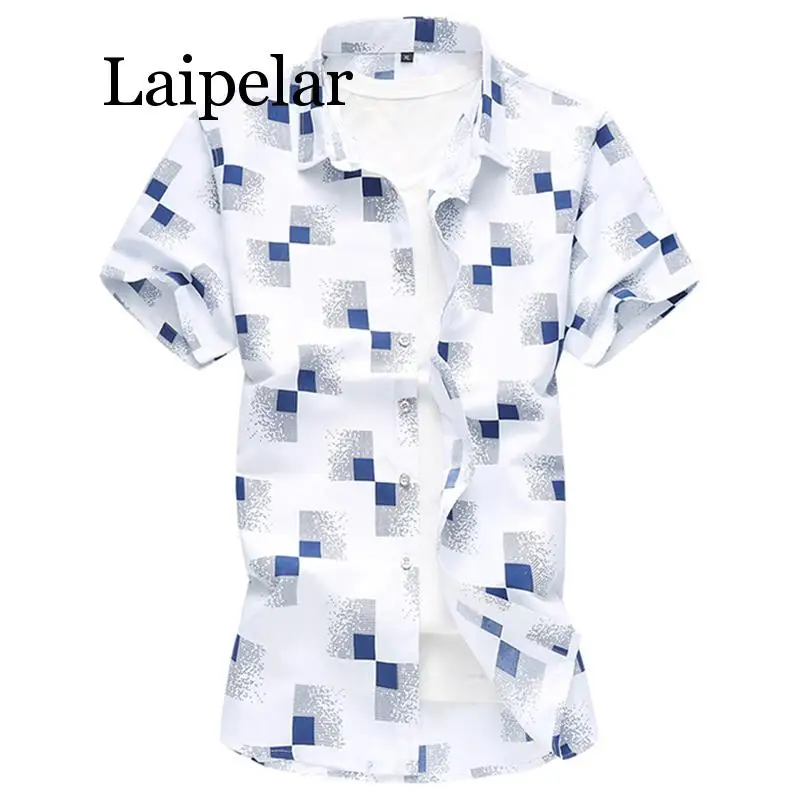 Laipelar 2019 Высокое качество Мужские повседневные тонкие рубашки подходят рубашки с коротким рукавом мужские платья мода плюс 7XL