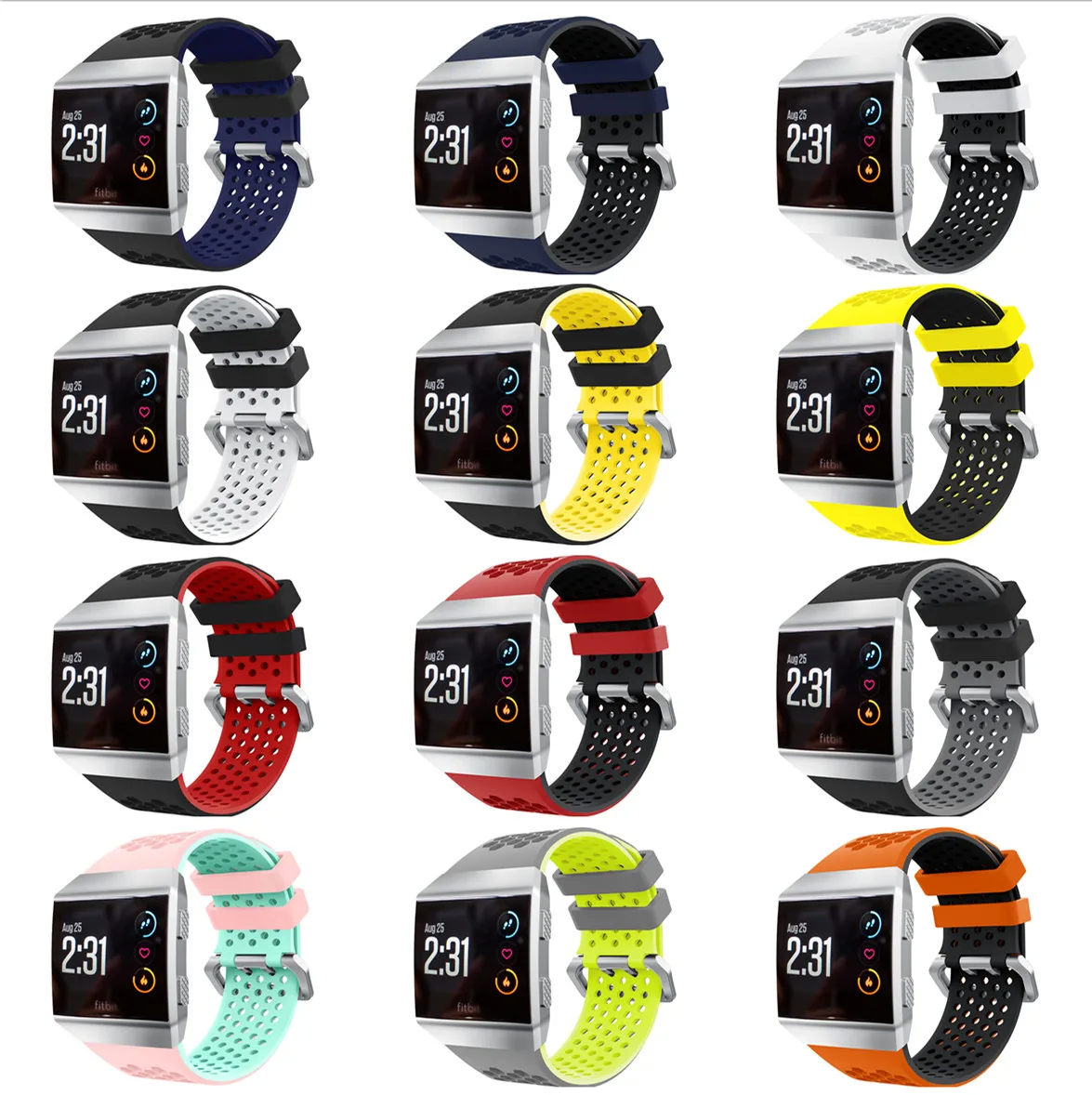Yayuu совместимый для Fitbit Ionic Смарт-часы мягкий силиконовый ремешок регулируемый ремешок для часов замена спортивный дышащий ремешок