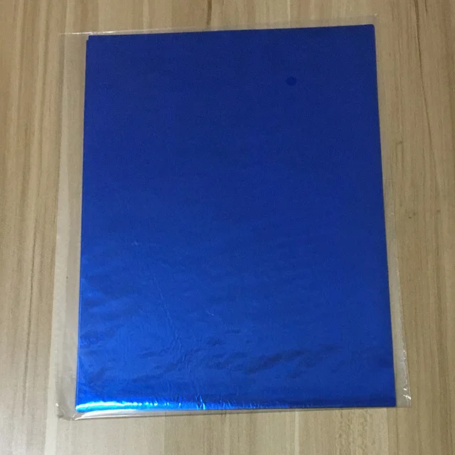 Blue 50 шт. золотой черный красный горячего тиснения фольги бумажный ламинатор ламинирование передача на элегантность лазерный принтер крафт бумага 20x29 см А4 - Цвет: Blue