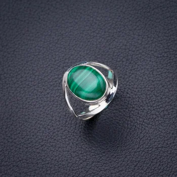 

StarGems Natural Malachite Handmade 925 Sterling Silver Ring 6.5 D4154