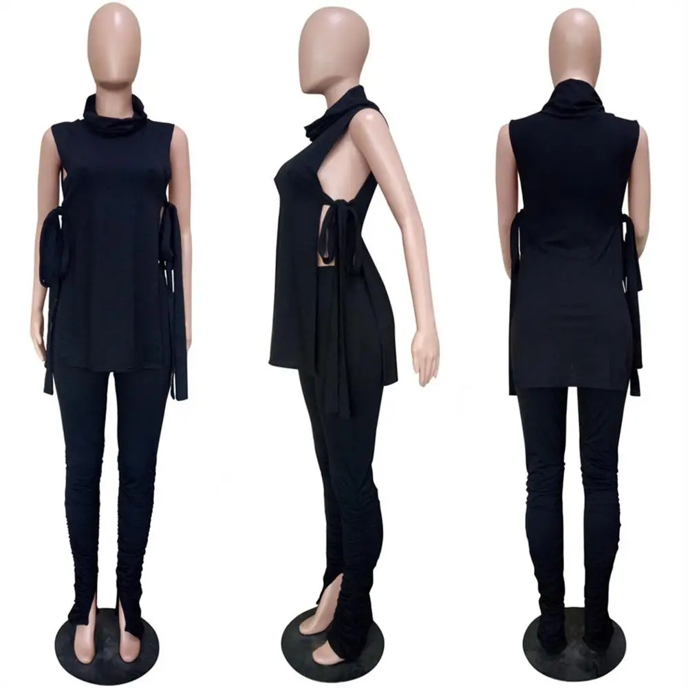 Women Two Piece Set  Crop Top + Long Pants