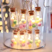 

2M Lighting Strings Garland Curtain Creative Colorful Bottle Plush Ball Light Lamp For Christmas New Year Decorations Home Decor