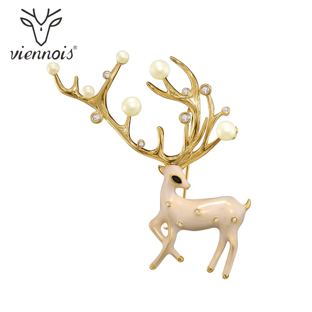 Viennois брошь олень булавки новые модные ювелирные изделия Золотая эмаль