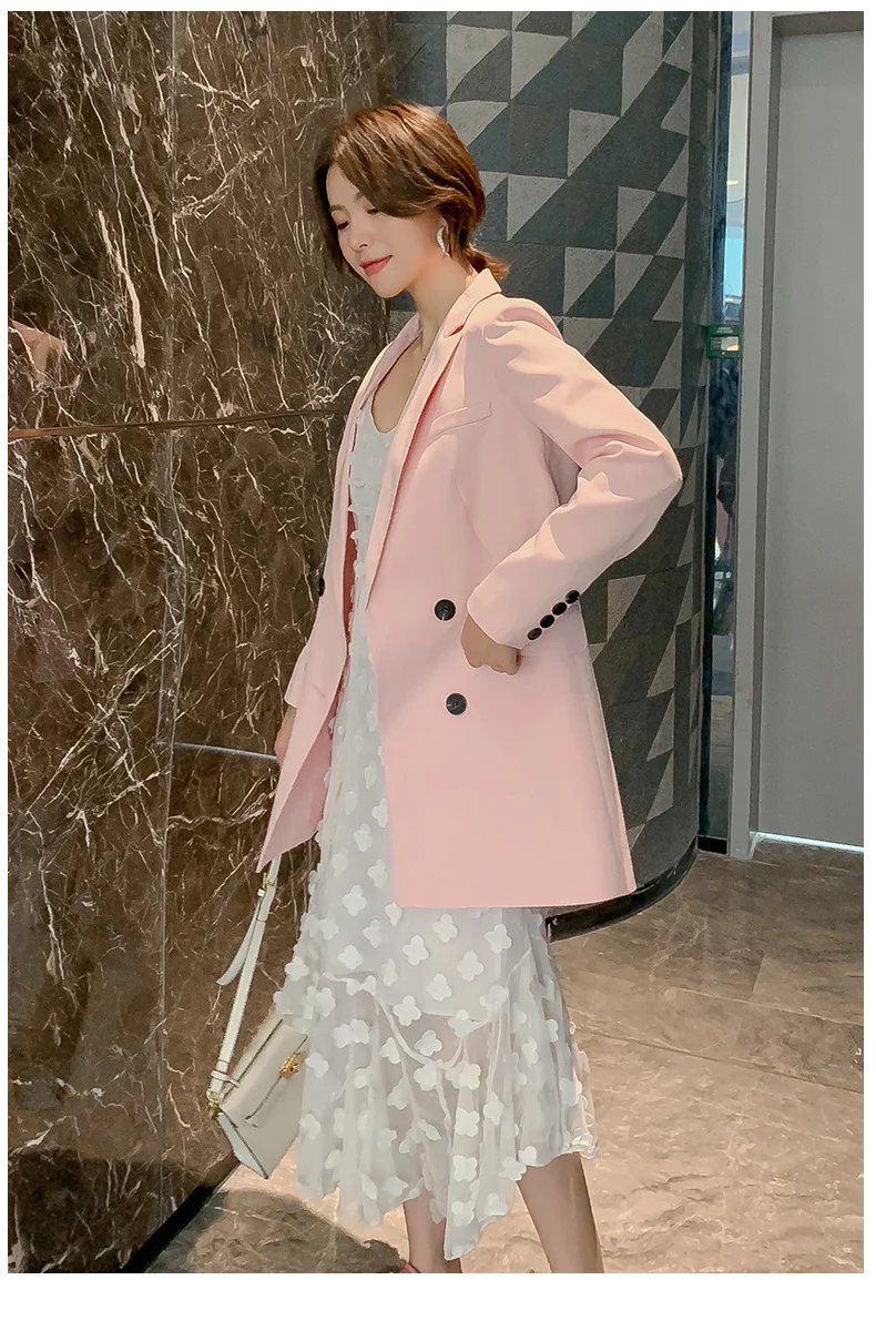 Women Blazer Autumn New Korean Slim Suit Jacket Women's Long New Casual Joker Double-breasted Suit Blazer Feminino