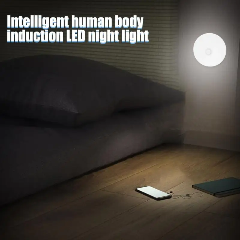 Motion Sensor LED Wireless Night Light Bedroom Lamp USB Rechargeable Energy-saving Automatic Wall-Mounted Body Induction Lamp moon night light