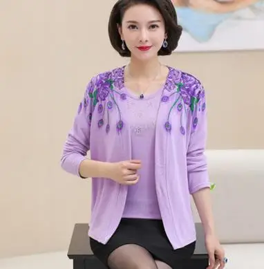 Осень, feminino blusa, Трикотажный костюм, Осенний вязаный комплект одежды из двух предметов для мамы, женский свитер с длинными рукавами, большие размеры, S417