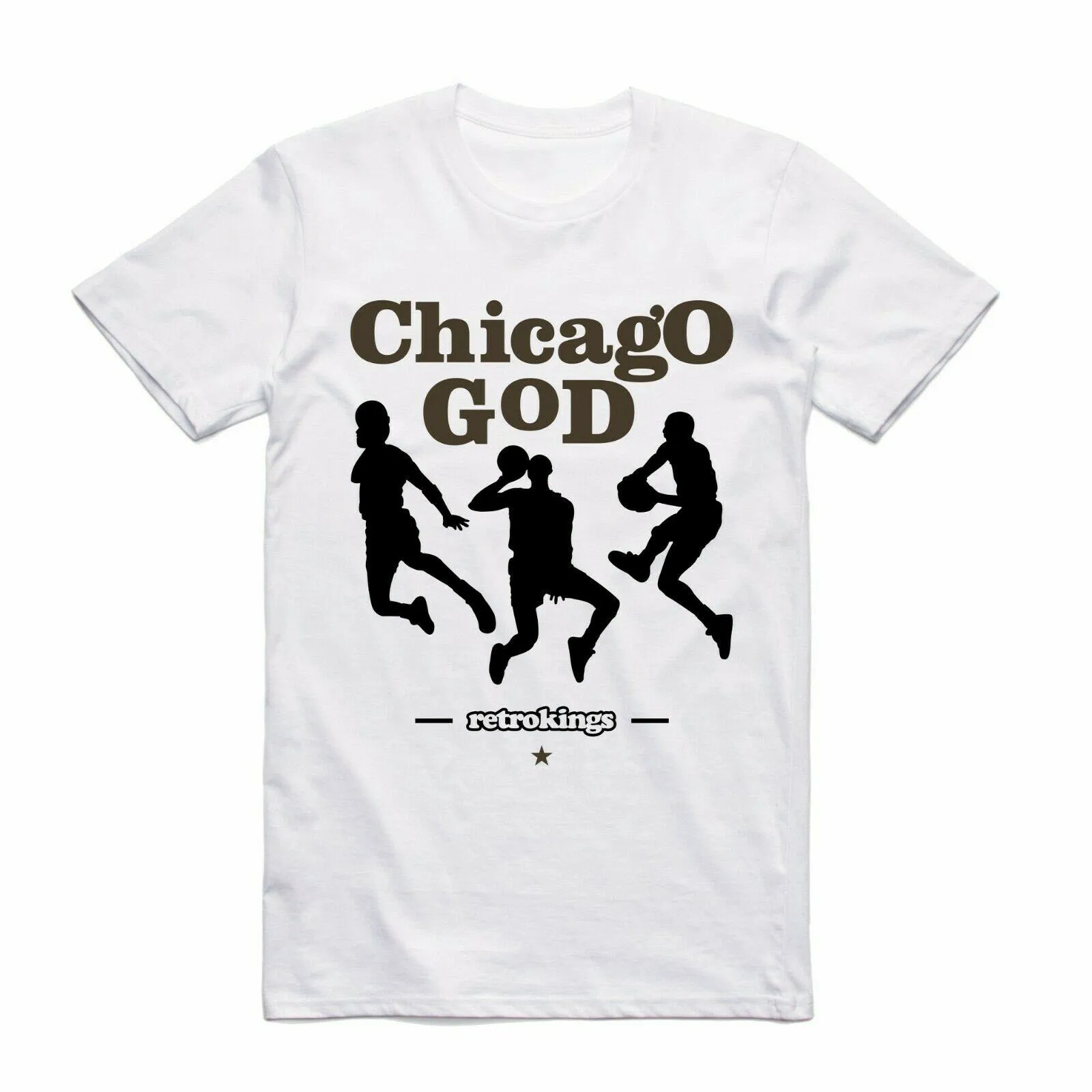 Брендовая новая белая футболка в стиле ретро Kings CHICAGO GOD MOCHA 3 мужская женская
