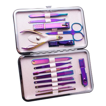 

15pcs Colorful Professional Manicure Scissor Suits Stainless Steel Nail Clipper Cutter Trimmer Nail File Blackhead Acne Cleaning