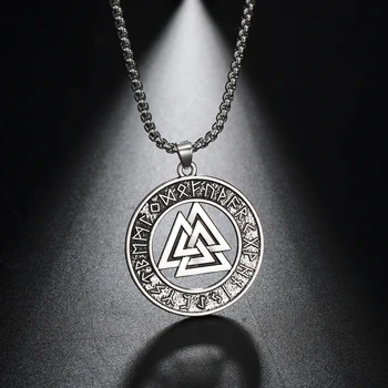 

EUEAVAN 10pcs Antique Silvery Valknut Odin 's Symbol Pendant Necklace Norse Viking Warrior Amulet Religious Men Women Jewelry