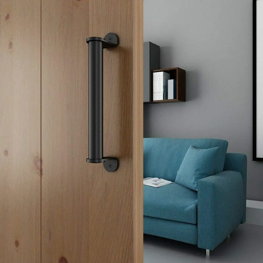 

10in Side Mount Flat Black Pull Handle for Sliding Barn Door Stainless Steel Set of 2