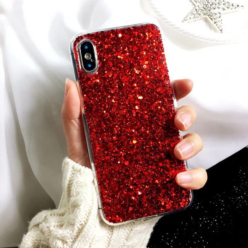 Блестящий блестящий чехол с блестками для iphone 11 Pro Max 5 5S 6 6S 7 8 Plus X XR XS Max мягкий силиконовый ударопрочный чехол из ТПУ