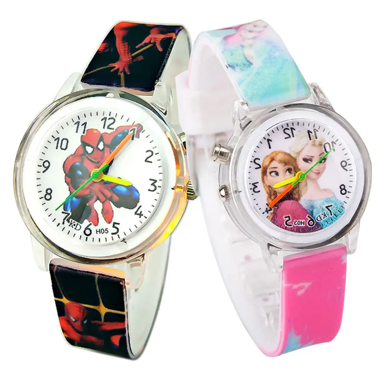 

Spiderman Princess Elsa Children Watches Colorful Light Source Kids Watches Girls Kids Party Gift Clock Wrist