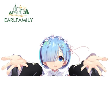 

EARLFAMILY 13cm x 5.2cm for Starting Life In Another World Rem Car Stickers Personality DIY 3D Waterproof Custom Printing Decal