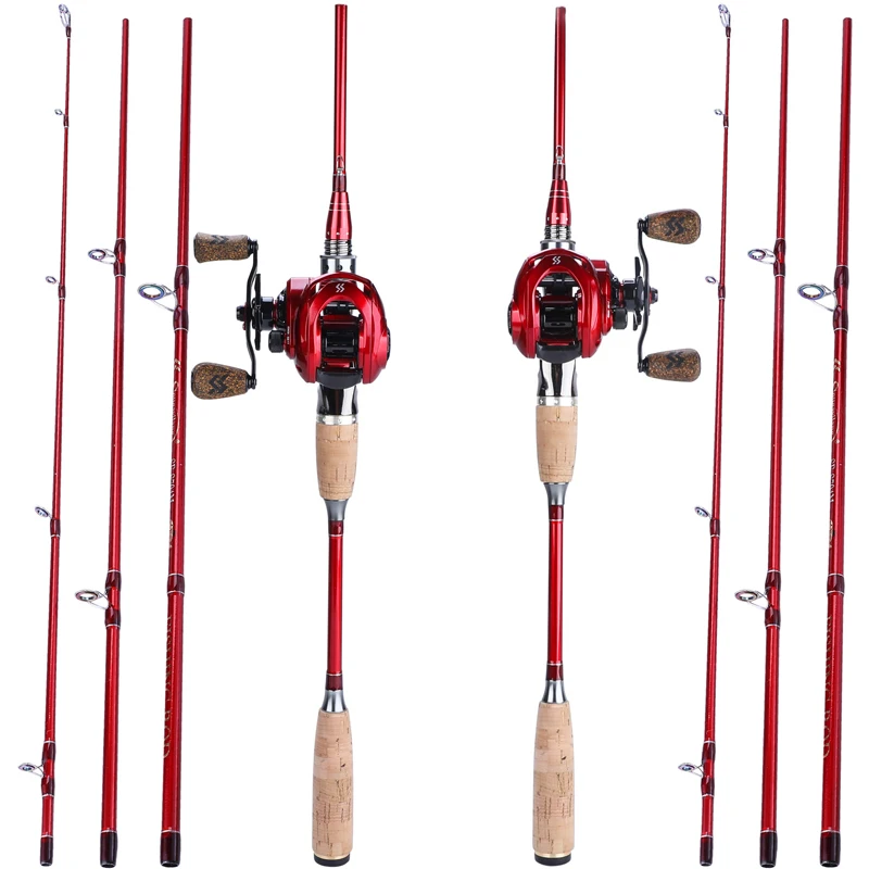 

Sougayilang Fishing Combo 2.1/2.4m Casting Fishing Rods and 9+1BB 8 :1 High Speed Gear Ratio Reels Casting Fishing Reel Sets