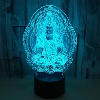

Buddha 7 Color Changing 3D Night Light LED Atmosphere Bulbing Lamp Heart Visual Illusion Lamp Home Deocr Christmas Birthday Gift